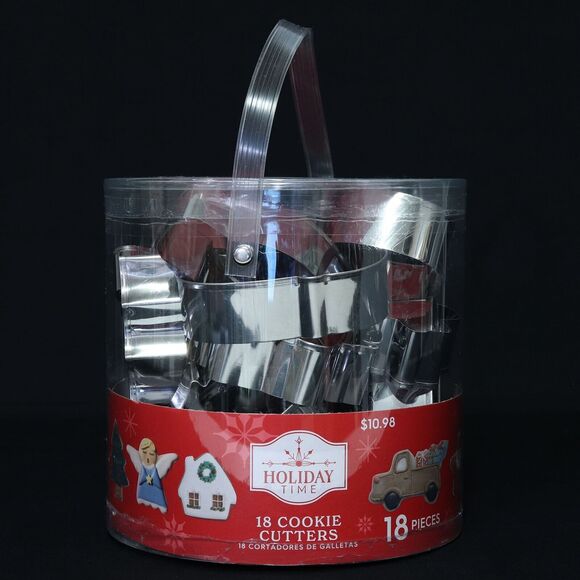 Holiday Time 18 piece Christmas Cookie Cutter Set Metal Angel, Reindeer Star NEW - Picture 1 of 6
